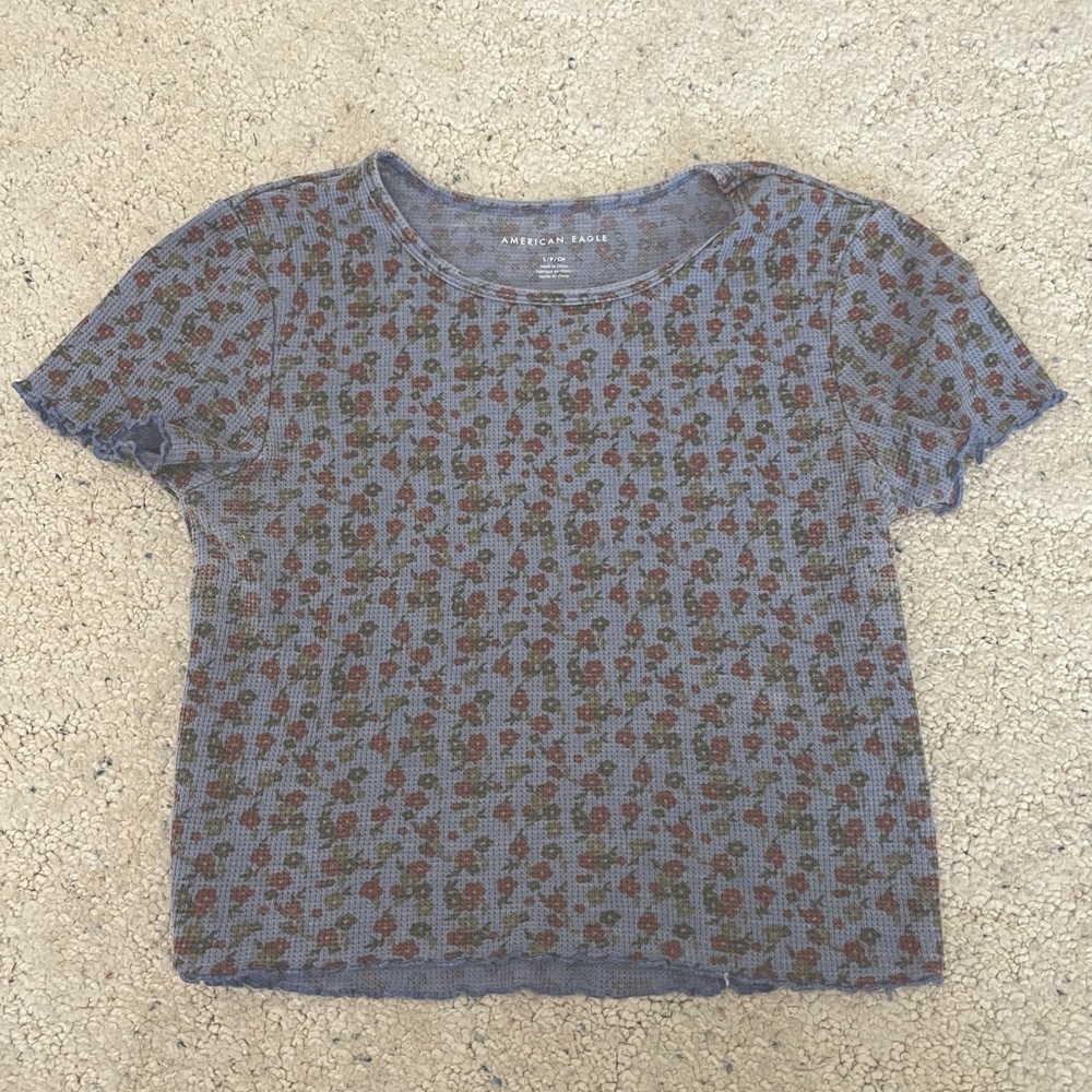 Blue floral crop top